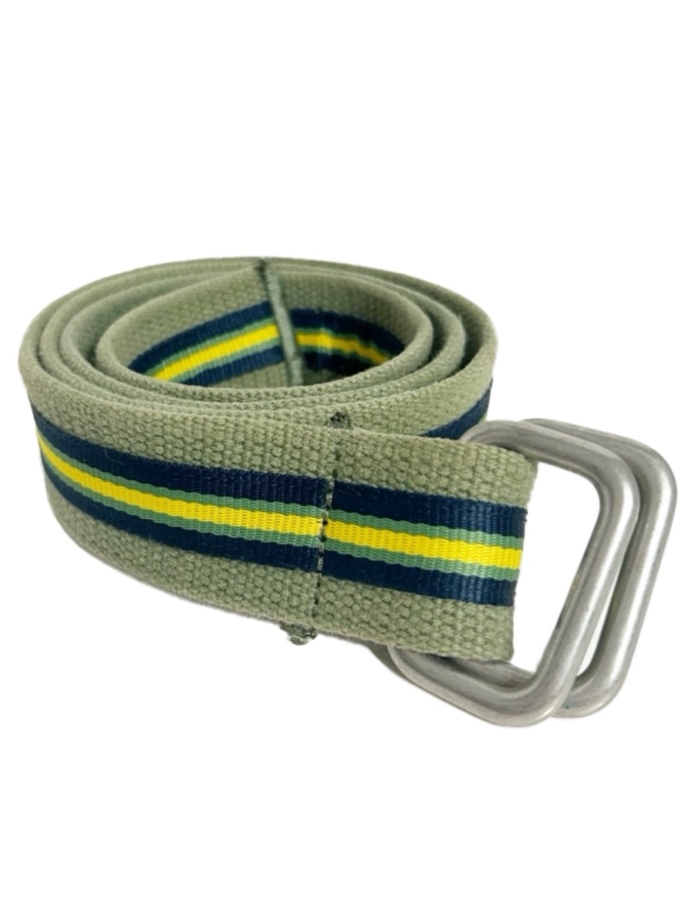 Unbranded Webbing Grosgrain Ribbon Belt Silver Tone Hardware Square Belt Buckle